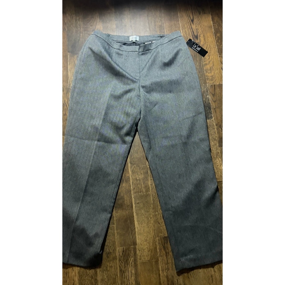 NWT Le Suit Woman Gray Dress Pants Size 16W Straight Leg Career Office Work